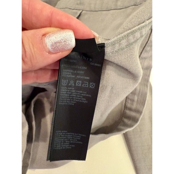 Allsaints Sapper Gray Long Sleeve Shirt Jacket - Size S - Picture 2 of 6